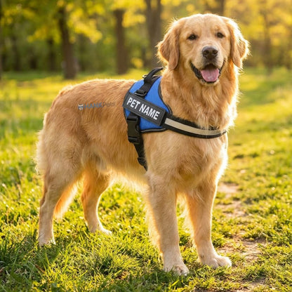 Personalized Reflective Dog Harness | Blue