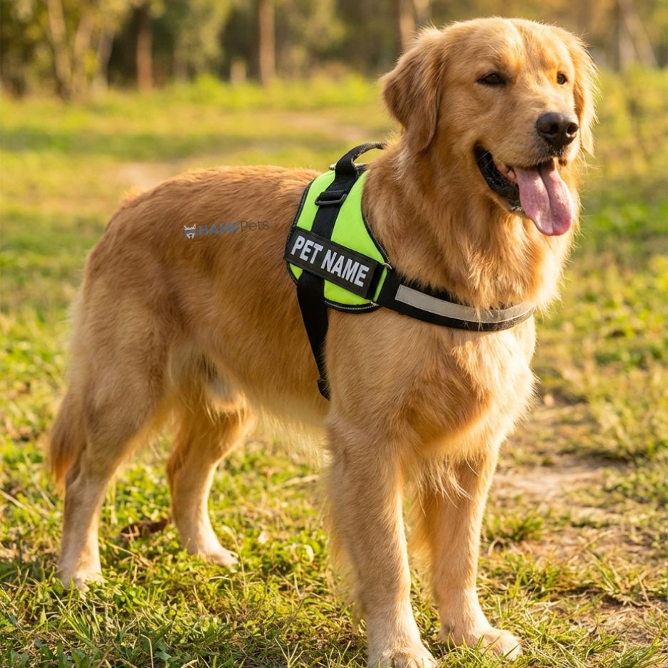 Personalized Reflective Dog Harness | Neon Green