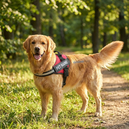Personalized Reflective Dog Harness | Red