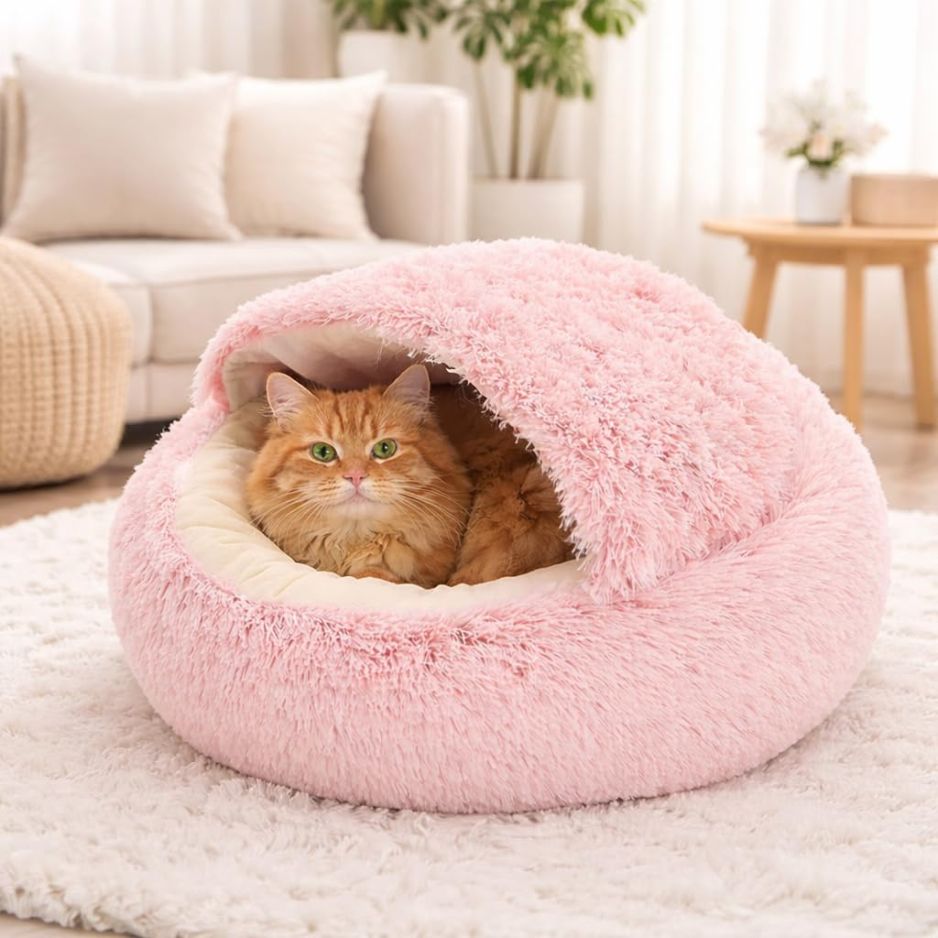 Ultra Soft Plush Round Pet Bed for Dogs & Cats – Washable Bed with Anti-Slip Base