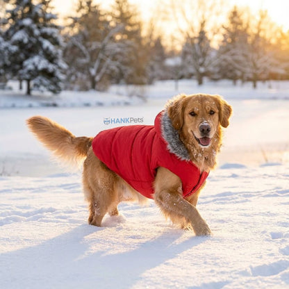 Warm Red Puffer Dog Coat | Waterproof & Lightweight