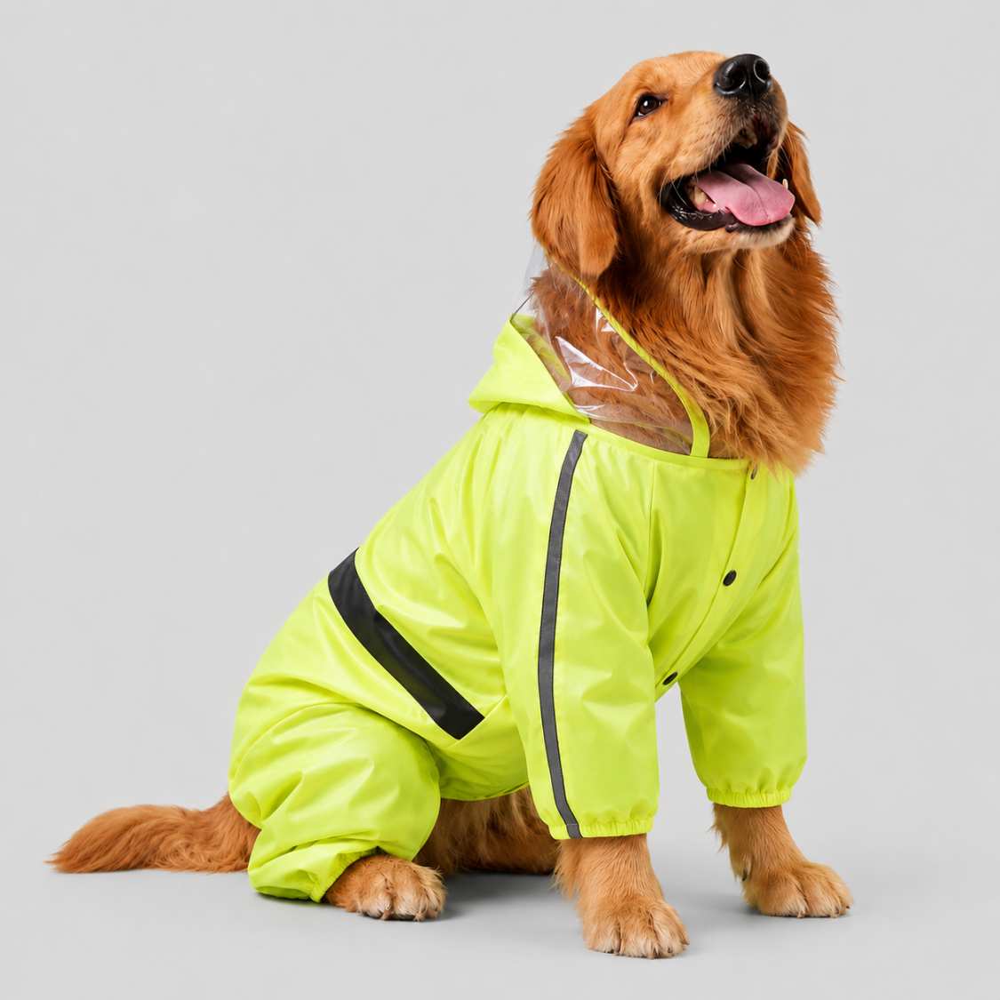 Waterproof Neon Green Dog Raincoat Lightweight Hooded Rain Jacket for Dogs