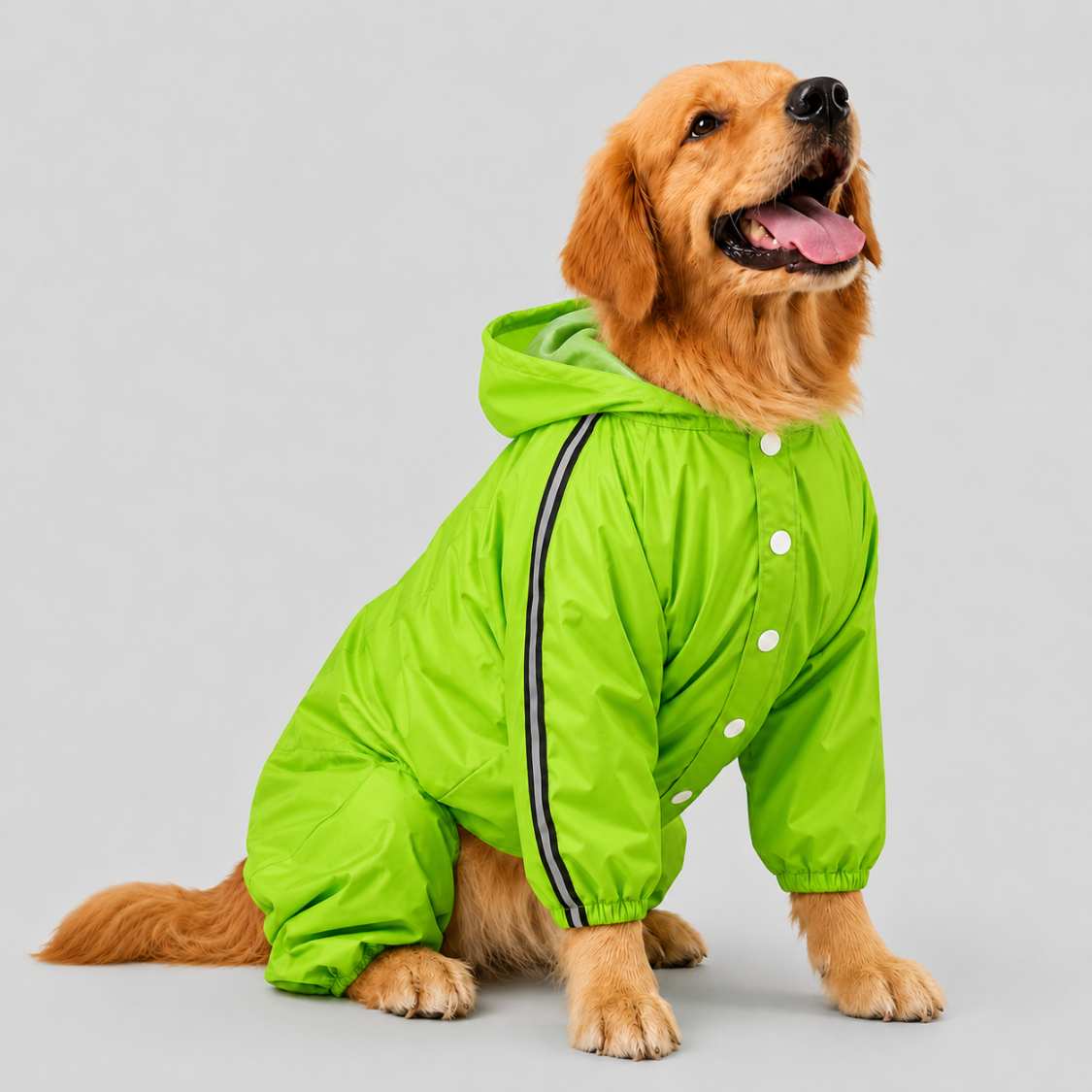 Neon Green Dog Raincoat | Waterproof Hooded Pet Rain Jacket