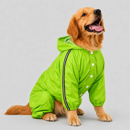 Neon Green Dog Raincoat | Waterproof Hooded Pet Rain Jacket