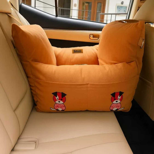 Pet Car Travel Bed with Safety Leash | Pet Seat Bed for Dogs & Cats