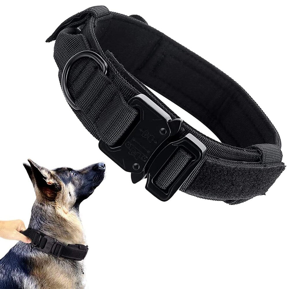 Hank Metal Buckle Dog Collar – Heavy Duty, Adjustable & Durable | Secure Pet Collar (Black)
