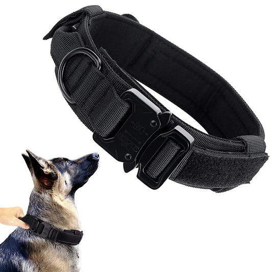 Hank Metal Buckle Dog Collar – Heavy Duty, Adjustable & Durable | Secure Pet Collar (Black)