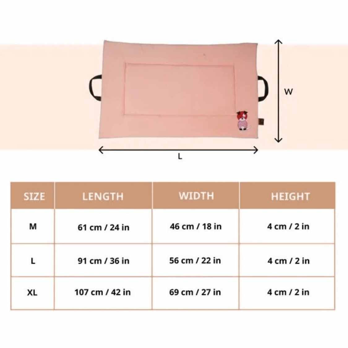 Premium Orthopedic Cooling Cat & Dog Mat, Joint Relief Bed | Peach Pearl