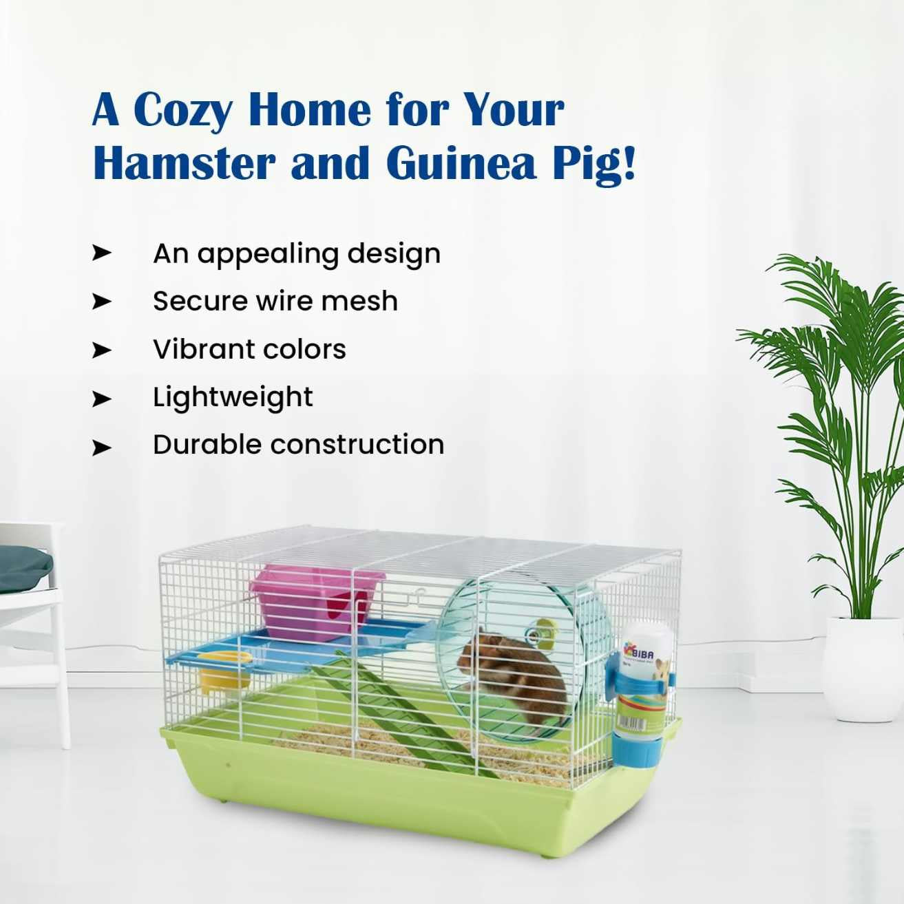 Martha Double Hamster & Guinea Pig Cage | Fun Activity Home for Small Pets, Multicolor