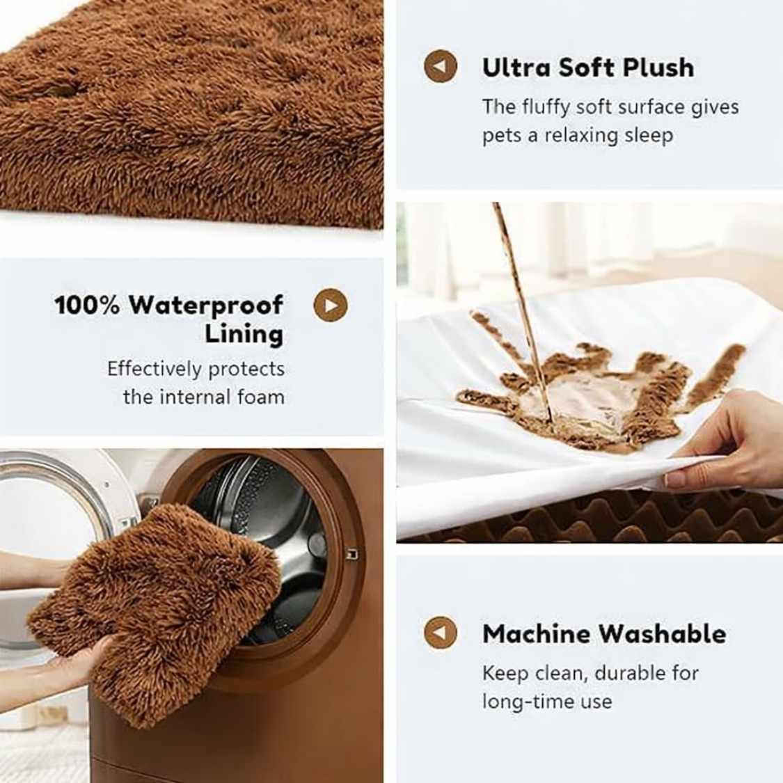 High Density Foam Dog Bed | Washable Anti Slip Brown (Large)