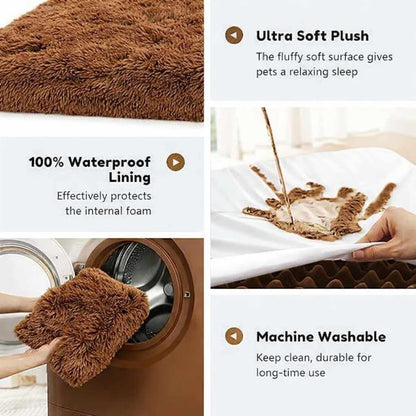 High Density Foam Dog Bed | Washable Anti Slip Brown (Large)