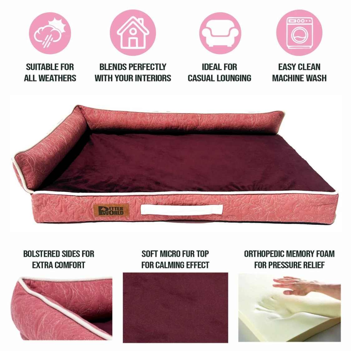 Orthopedic Memory Foam Dog Bed Sofa | Washable Cover