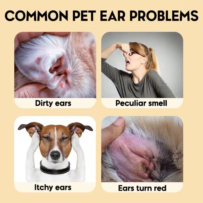 Pet Ear Cleaner Finger Wipes – 50pcs | Removes Earwax, Dirt & Mites for Dogs & Cats
