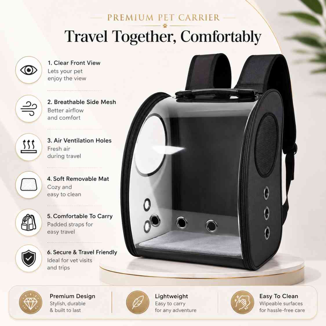 Pet Carrier Backpack With Clear Window & Air Vents