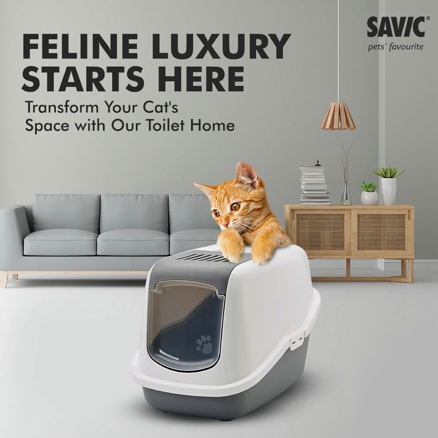 Nestor Modern Hooded Cat Litter Box with Swing Door & Carbon Filter