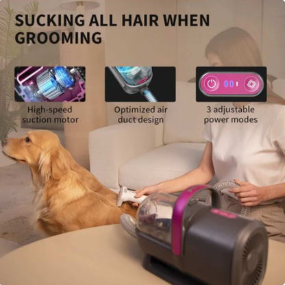 5-in-1 Pet Grooming Kit with Air Clipper - Low Noise Rechargeable Tool