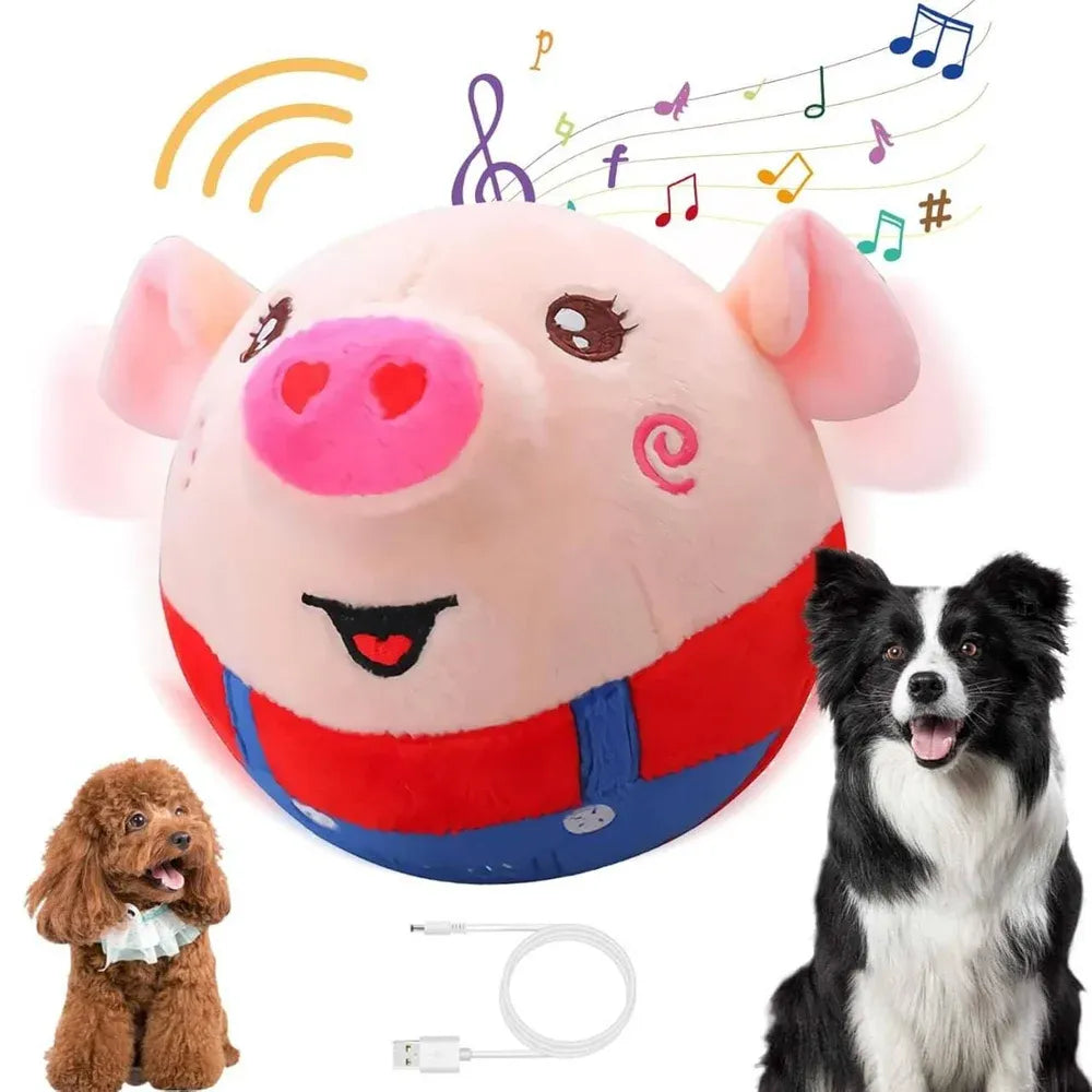 Electric bouncing pig plush toy for pets