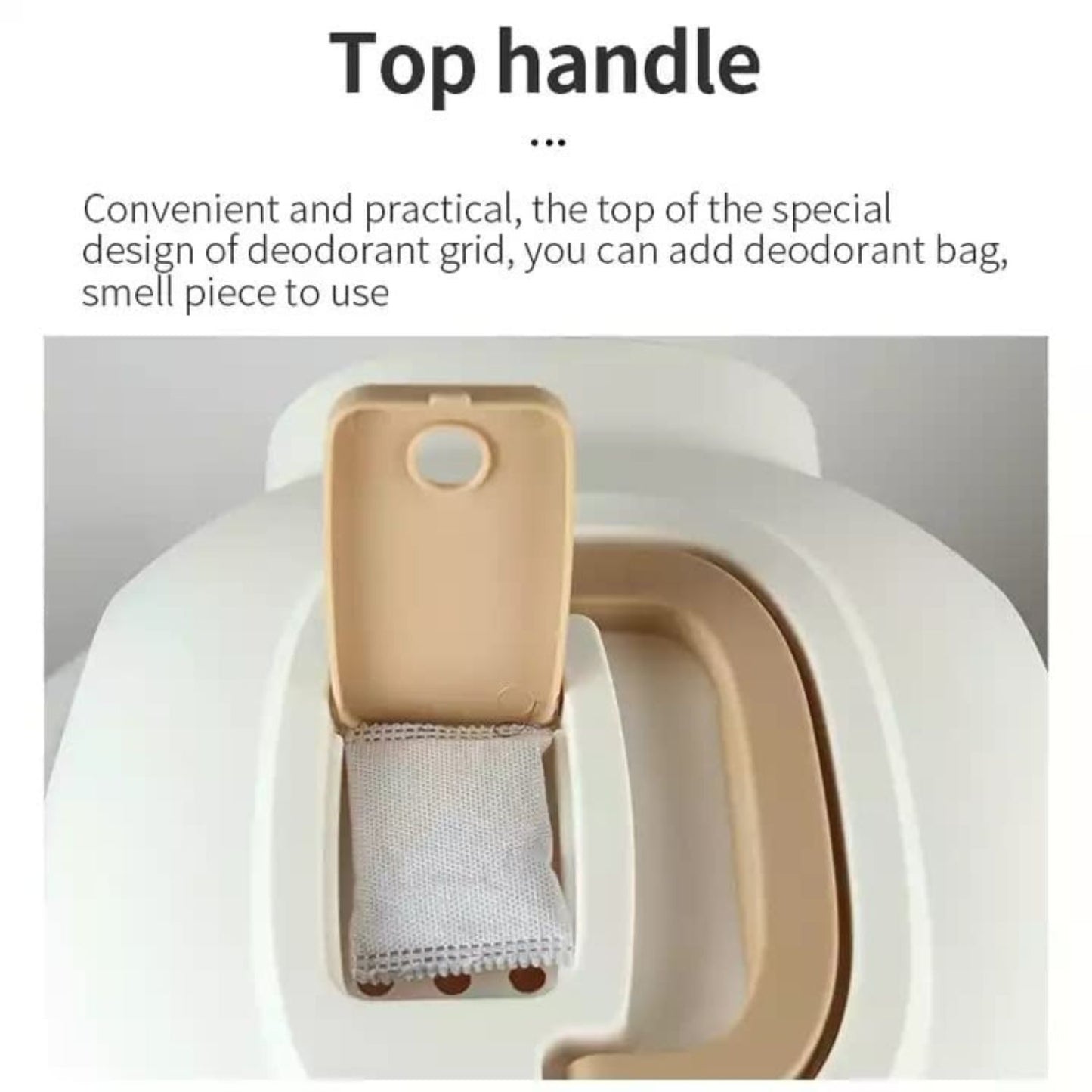 Hooded Cat Litter Tray with Swing Door & Handle | Light Brown Cat Toilet Box