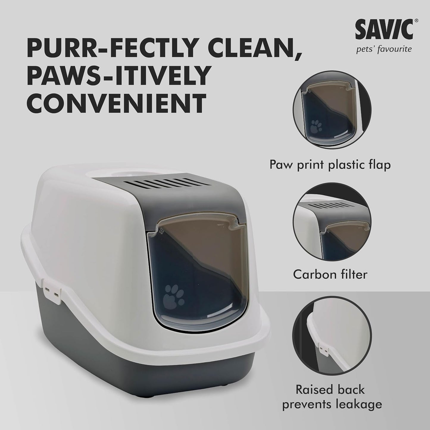 Nestor Modern Hooded Cat Litter Box with Swing Door & Carbon Filter
