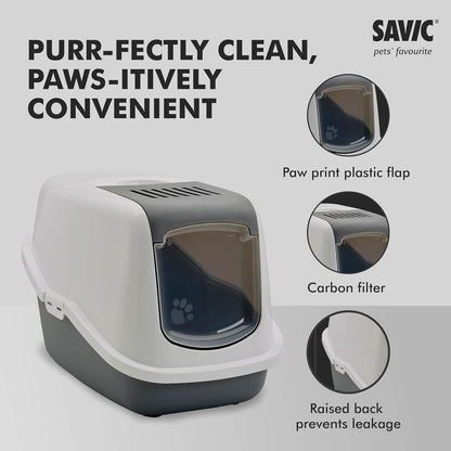 Nestor Modern Hooded Cat Litter Box with Swing Door & Carbon Filter