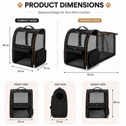 Expandable Pet Carrier Bag With Breathable Mesh Bag For Cats & Small Dogs