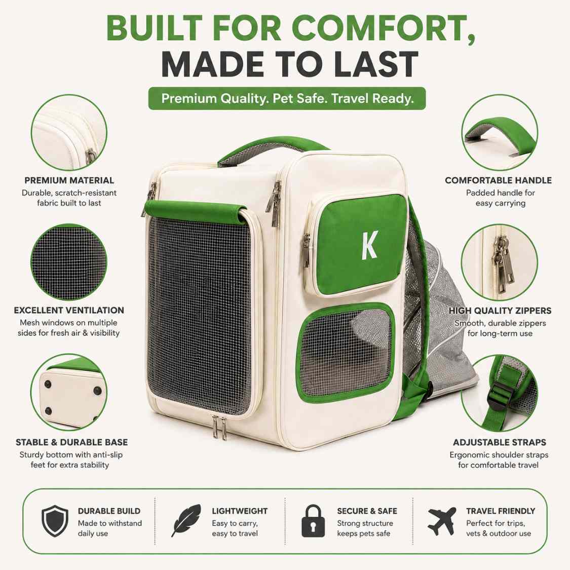 Expandable Cat Carrier Backpack With Breathable Mesh For Pets