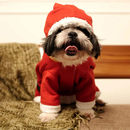Santa Paws Hoodie | Festive Red Fleece Pet Hoodie