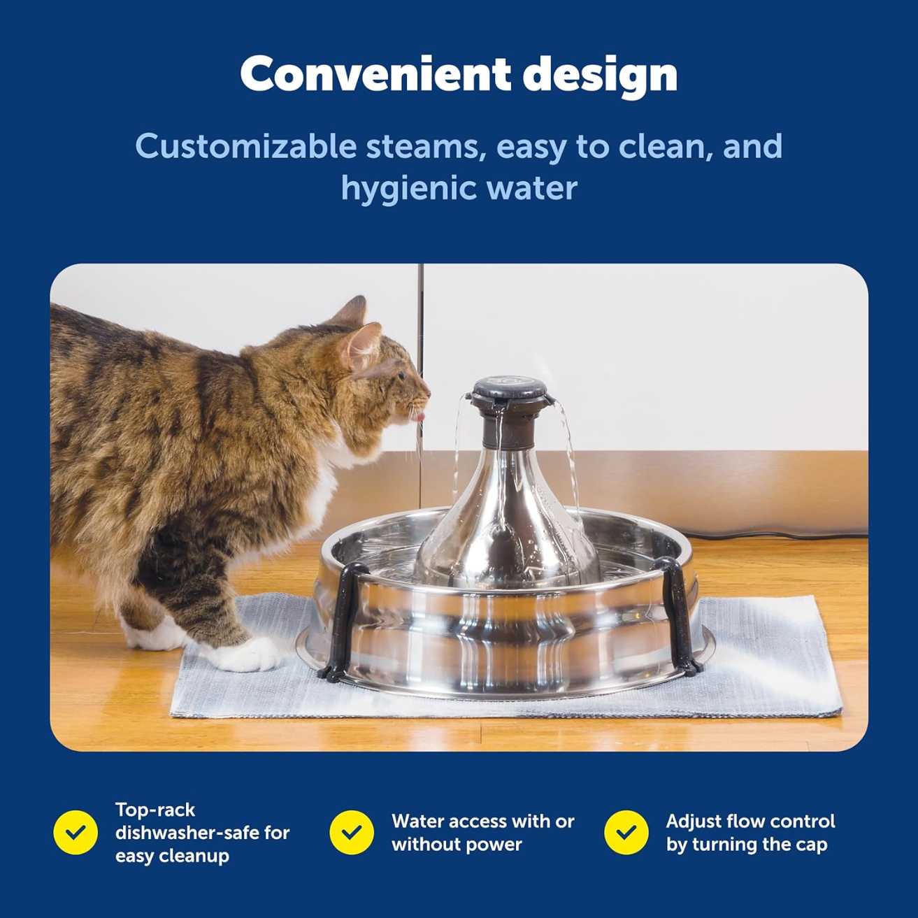 Stainless Steel 360 Pet Water Fountain for Dogs & Cats