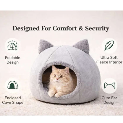 Foldable Cat House Bed | Cozy Indoor Cat Cave With Cushion