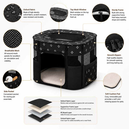 Foldable Pet Cage Tent With Breathable Mesh For Cats & Small Dogs