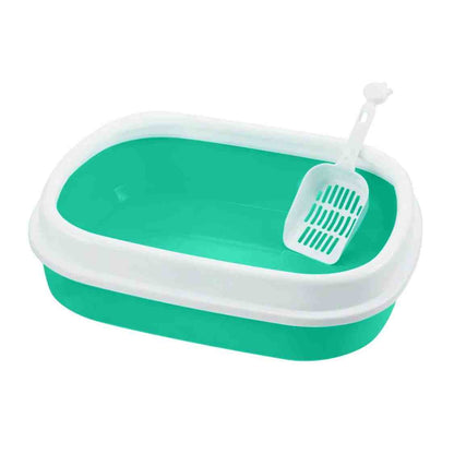 Turquoise Green Plastic Cat Litter Tray