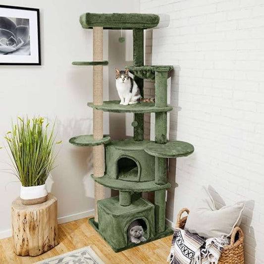 Multi-Level Cat Tree for Indoor Cats | Large Cat Tower with Condo, Top Bed & Scratching Posts (80 INCH)