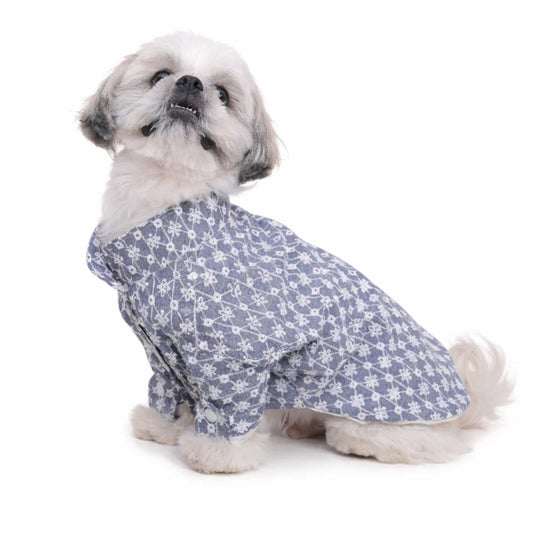 Grey Blossom Dog Kurta (Sleeve) – Designer Ethnic Wear for Dogs