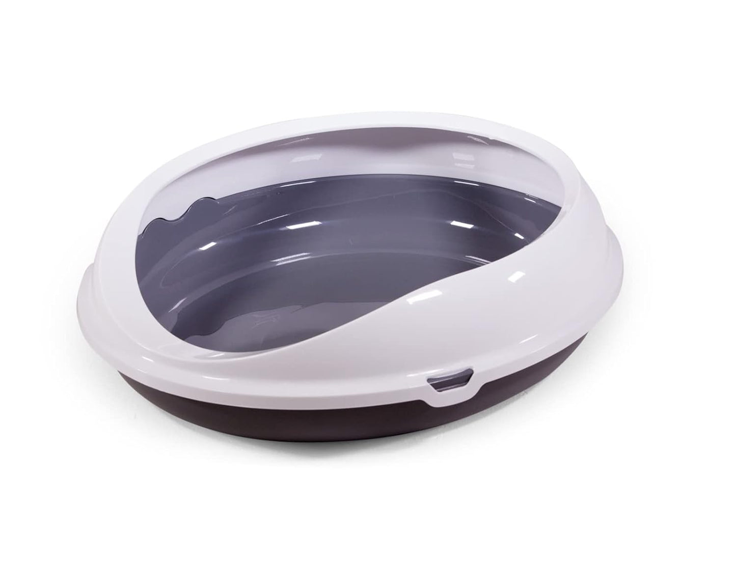 Figaro Oval Cat Litter Tray with Rim in Grey