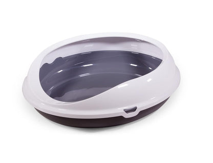 Figaro Oval Cat Litter Tray with Rim in Grey