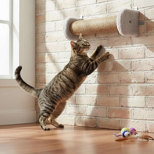 Wall-Mounted Cat Scratching Post 5x16 – Natural Jute Rope Space-Saving Cat Wall Scratcher