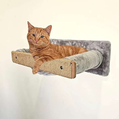 Kitten Cat Wall Mounted Hammock 24x13x8 – Plush Fur Fabric Cat Wall Bed (Grey)