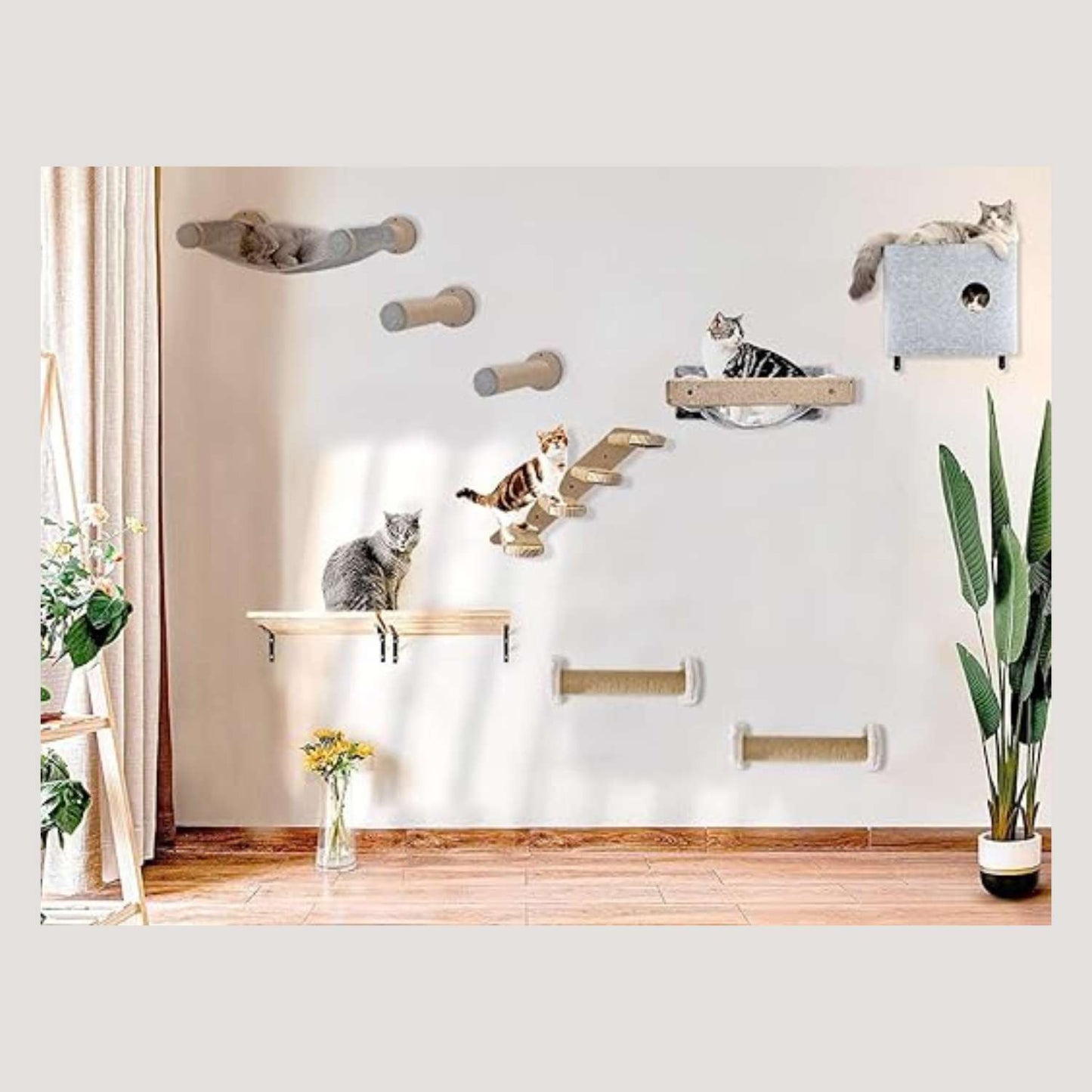 Kitten Cat Wall Mounted Hammock 24x13x8 – Plush Fur Fabric Cat Wall Bed (Grey)