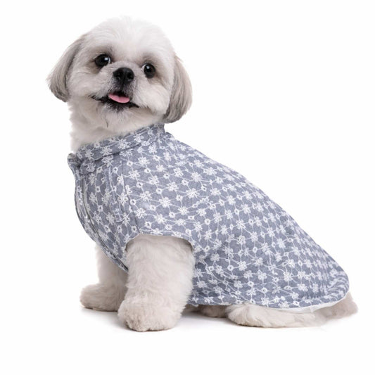 Grey Blossom Sleeveless Kurta for Dogs – Ethnic Pet Outfit