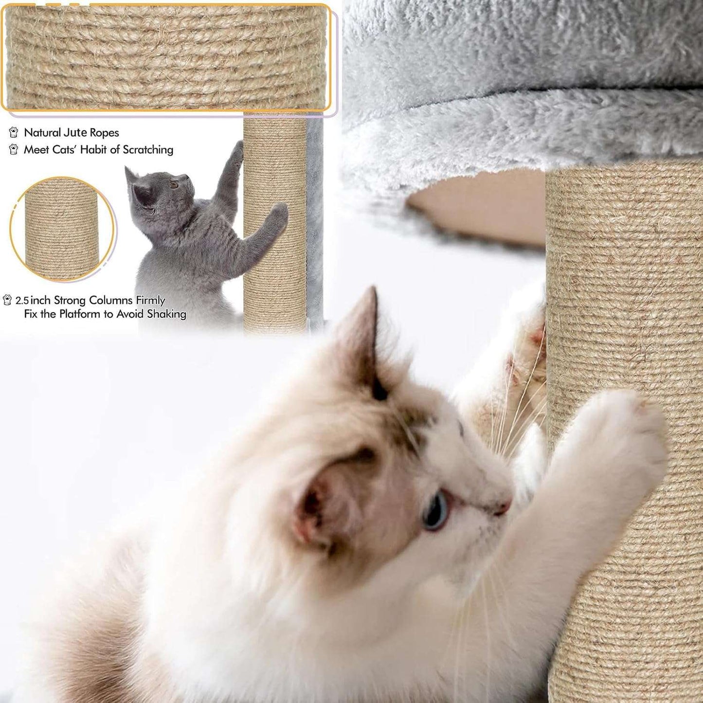 Multi-Level Cat Condo & Climbing Tower – 64-Inch Plush Cat Furniture with Scratching Posts