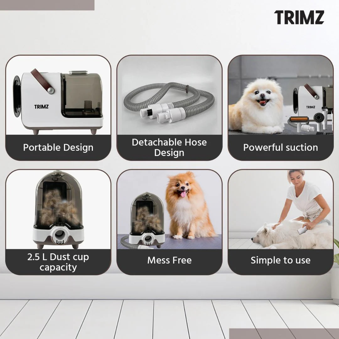 Trimz Pet Grooming Kit with Vacuum Suction for Dogs & Cats