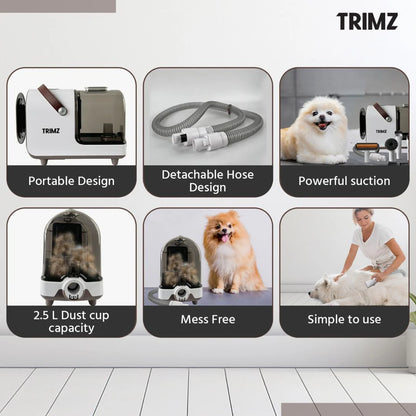 Trimz Pet Grooming Kit with Vacuum Suction for Dogs & Cats