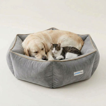 HANK HugFit Premium Dog Bed | Anti Skid & Machine Washable (Gray)