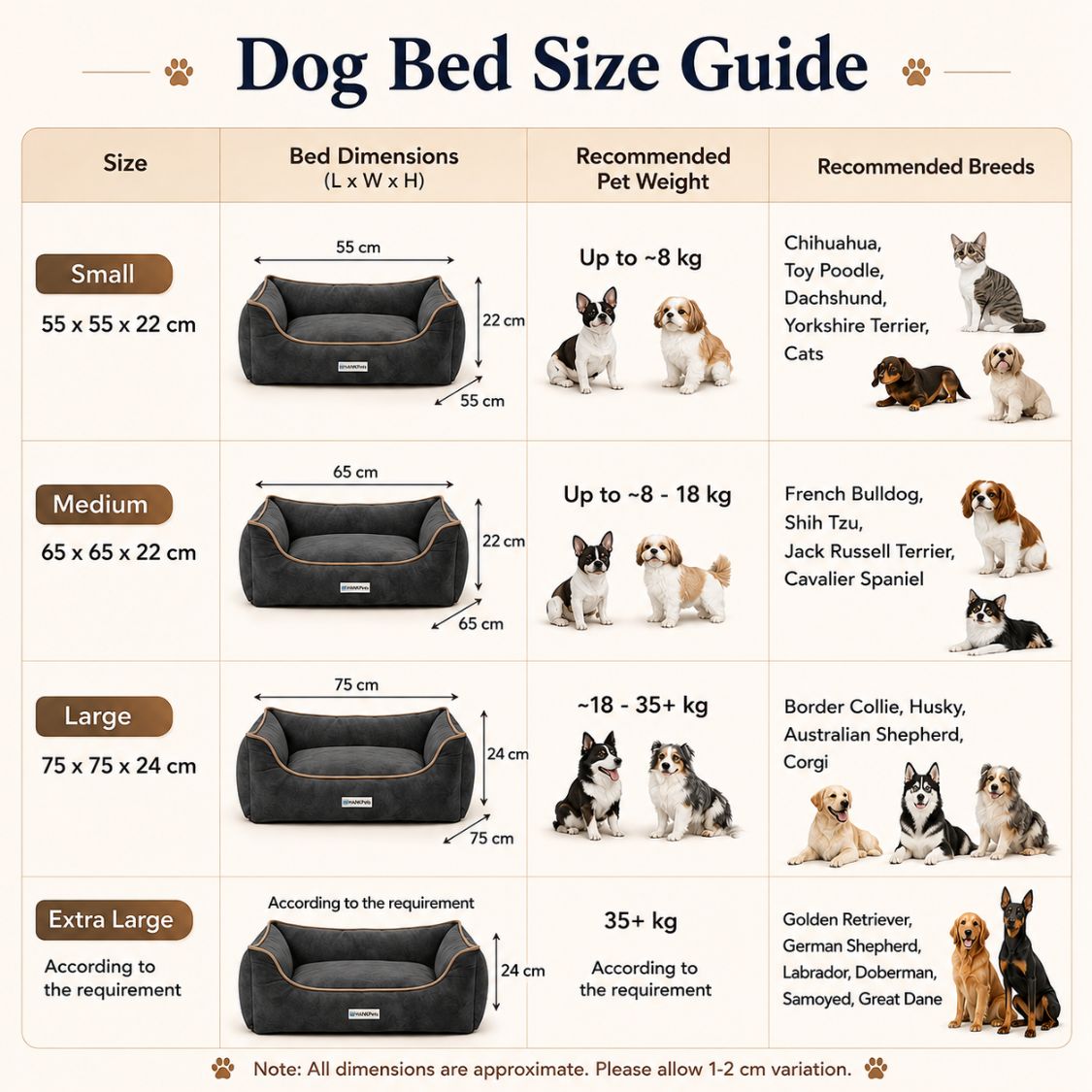 HANK SoftNest Premium Dog Bed Anti Skid & Machine Washable (Black)