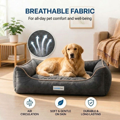 HANK SoftNest Premium Dog Bed Anti Skid & Machine Washable (Black)
