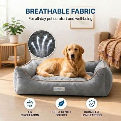 HANK SoftNest Premium Dog Bed Anti Skid & Machine Washable (Grey)