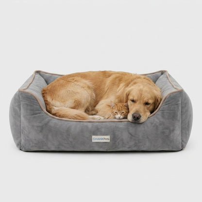 HANK SoftNest Premium Dog Bed Anti Skid & Machine Washable (Grey)