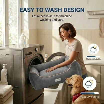 HANK SoftNest Premium Dog Bed Anti Skid & Machine Washable (Grey)
