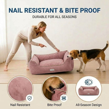 HANK SoftNest Premium Dog Bed Anti Skid & Machine Washable (Pink)