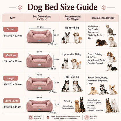 HANK SoftNest Premium Dog Bed Anti Skid & Machine Washable (Pink)